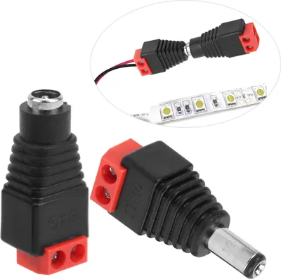 Obrázok produktu pre 5,5 x 2,1 mm DC napájací adaptér samec samica CCTV pre kameru alebo LED lampuČervená