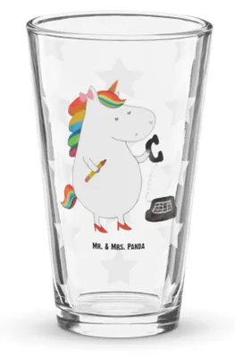 Produktbild von Mr. & Mrs. Panda Glas Einhorn Sekretärin - Transparent - Geschenk, Unicorn, Tumbler, Rechtsanwältin, Steuerkanzlei, Bierglas, Einhörner, Trinkglas, Saftglas, Cocktailglas
