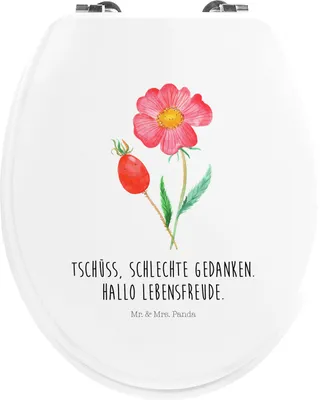 Produktbild von Mr. & Mrs. Panda WC Brille Blume Hagebutte - Weiß - Geschenk, Schlechte Gedanken, Lebensfreude, Toilettendeckel, Garten, Klodeckel, Klo-Deckel, Klobrille, WC-Sitz