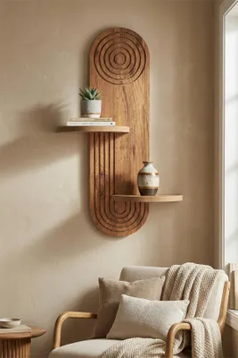 Produktbild von Skye Decor, Wandregal aus 100% MDF, Eiche, 26 x 35 x 13 cm | 18 mm dick | Moderner skandinavischer Stil, geometrisches Design | Perfekt für jedes Zuhause und Büro.