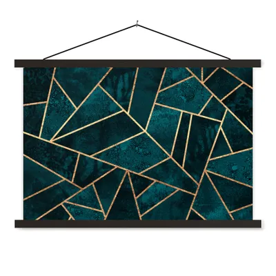 Produktbild von MuchoWow® Textilposter Steine - Gold - Luxus - Muster - Abstrakt 60x40 cm mit schwarzem Rahmen - Hölzernes