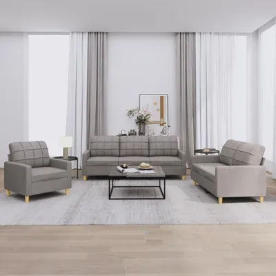 Produktbild von vidaXL 3-tlg. Sofagarnitur mit Kissen Taupe Stoff