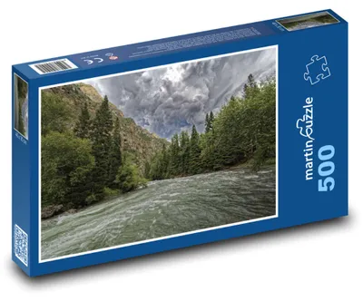Zdjęcie produktu dla Puzzle 500 Rzeka w lesie w Kirgistanie - martinpuzzle