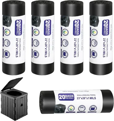 Imagen del producto de Bolsas para residuos biodegradables, 30 litros, 100 unidades, extra resistentes, para camping