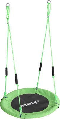 Produktbild von Relaxdays Nestschaukel, runde Hängeschaukel, Schaumstoffgriffe, Kinder, verstellbar, outdoor, Ø: 80 cm, bis 100 kg, grün