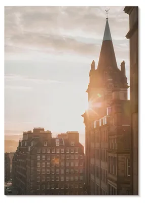 Produktbild von POSTER - 29x42 cm (A3) - Tesa - Architektur warme Farbtöne Sonnenuntergang -  Wandbild für Wohnzimmer Schlafzimmer & Flur, Modernes Poster Wanddeko, Ungerahmt