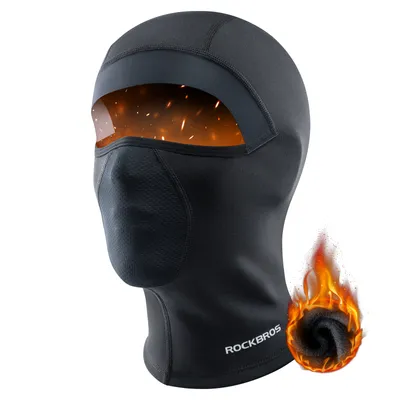 Image de ROCKBROS Cagoule vélo hiver Balaclava chaud coupe-vent masque visage sans trous pour lunettes Noir