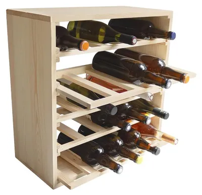 Produktbild von Holz-Flaschenregal mit ausziehbaren Ablagen für 25 Flaschen