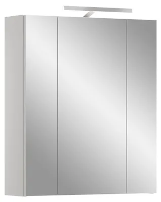 Badspiegelschrank 3-türig, 6 Böden, weiß, 60x70x18 cm