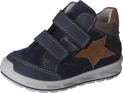 Produktbild von RICOSTA Boots KIMI von PEPINO im angesagten Design für coole Kids echt Leder Klettverschluss Mädchen Jungen uni Marine/Braun Stern Größe 28