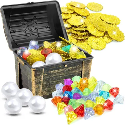 Produktbild von 75 Stück Tauchspielzeug - Piratenschatzkiste mit Unterwasser-Spielzeug für Kinder