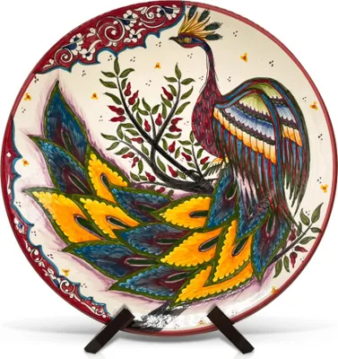 Produktbild von Lagan - Feuervogel X1, Rischtan-Keramik, Ø 42 cm Glasur Teller Handarbeit Oriental Usbekische