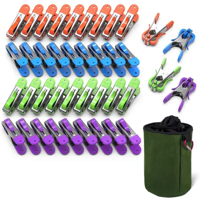 Produktbild von VOUNOT® Wäscheklammern aus Edelstahl 40er Set, mit Wäscheklammerbeutel