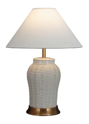 Produktbild von Fine Asianliving Chinesische Tischlampe Porzellan mit Lampenschirm E27 Orientalische Tischleuchte Keramik Nachttischlampen Schlafzimmer Wohnzimmer