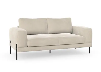 Produktbild von Karin 2-Sitzer-Sofa, Massivholzkonstruktion, skandinavischer Stil, Hohe Beine aus Metal, Cord-Stoff Scala Nata Alabaster