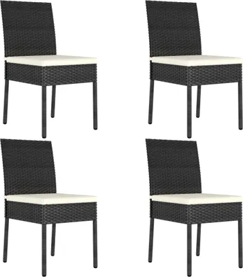 Produktbild von The Living Store Garten-Essstühle 4 Stk. Poly Rattan Schwarz