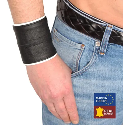 Produktbild von Lederarmband – Schwarz/Weiß, mit Reißverschluss-L