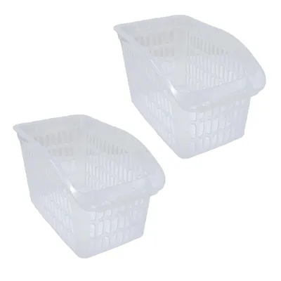Produktbild von 2er Set Aufbewahrungskorb Transparent 17,5 x 29 x 17,5 cm Schrankkorb Regal Organizer Aufbewahrungsbox Ordnungskorb Kunststoff