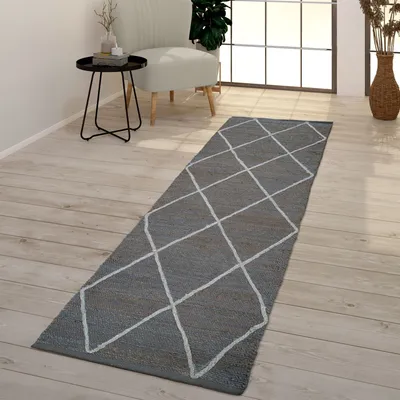 Produktbild von TT Home Wohnzimmer Teppich Kurzflor Handgeknüpft Skandi Design 3D Optik Modern Größe 80x150 cm