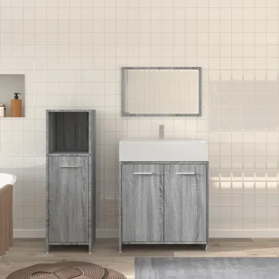 Produktbild von 3-tlg. Badmöbel-Set Grau Sonoma Holzwerkstoff