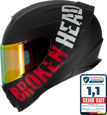 Produktbild von Broken Head BeProud Sport Rot Motorradhelm + Rot Verspiegeltes Visier | Mirror Edition : L (59-60 cm) Größe: L (59-60 cm)