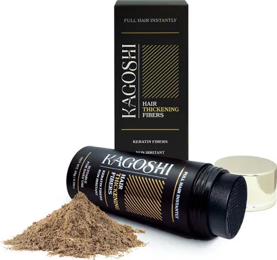 Obrázek produktu pro Kagoshi Keratinová vlasová vlákna 28 g – Tmavý blond – zahušťování vlasů, zakrytí řídké pokožky hlavy, přirozený vzhled, optický objem vlasů