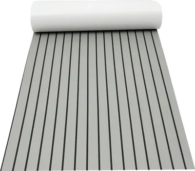 Obrázek produktu pro EVA podlahová krytina pro lodě – protiskluzová podložka – 240x90 cm – tloušťka 6 mm – protiskluzová, voděodolná – vzhled teaku – šedá s černými pruhy