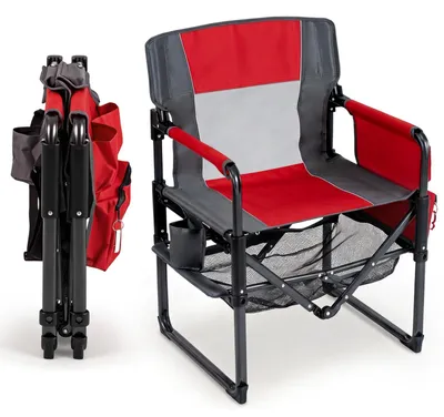 Produktbild von KOMFOTTEU Regiestuhl klappbar, atmungsaktiver Campingsessel mit gepolsterten Armlehnen & Rückenlehne, Klappstuhl bis 150 kg, Strandstuhl mit Getränkehalter & Seitenfach, für Strand, Garten & Angeln