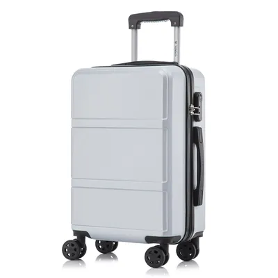 Produktbild von Koffer Trolley Reisekoffer Suitcase, Rollkoffer Handgepäck ,mit 4 Rollen360°, Hartschalenreisekoffer, Zahlenschloss, Weicher Gummigriff (M, Silber)
