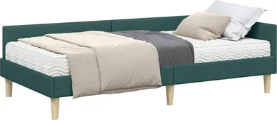 Produktbild von vidaXL Eckbettgestell mit Matratze mit Matratze 2 pcs Grün Stoff