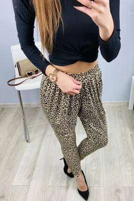 Produktbild von Damen Aladin-Hose Haremshose; Leo-Braun L/XL