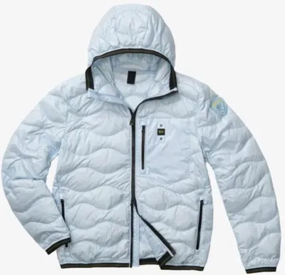 Produktbild von Blauer Herren Daunenjacke mit Kapuze Hellblau
