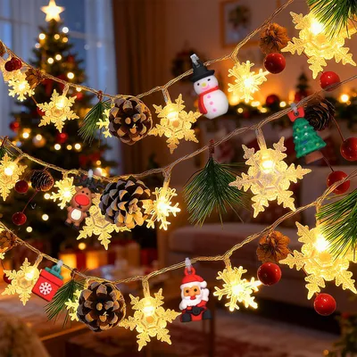 Lichterkette 2 m, 20 LEDs, warmweiß, Weihnachtsmotive