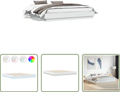 Produktbild von The Living Store Bettgestell mit LED Weiß 200x200 cm