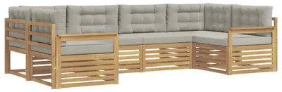 Produktbild von vidaXL Outdoor-Sofagarnitur mit Kissen 6 pcs Weiß und Hellgrau