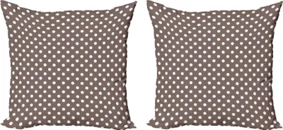 Produktbild von ABAKUHAUS Punktmuster Kissenbezug Set (2Stück), Traditionelle europäische Motive Zusammensetzung geometrische Punkte Anordnung, 40 x 40 cm, Warm Taupe und Weiß