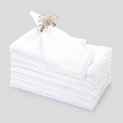 Stoffservietten 12er-Pack 50x50 cm weiß, 100% Baumwolle