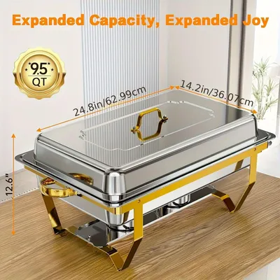 Obrázek produktu pro Sada chafing dish – ohřívač na bufetu – ohřívač jídla – ohřívací nádoba – servírovací miska – sada 4 kusů