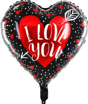 Immagine prodotto di Palloncino in foil cuore 45 cm, I love you nero rosso