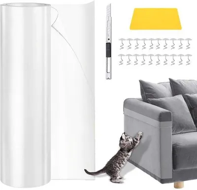 Produktbild von Klettband für Katzen, transparente, 5m x 30cm, kratzschutzfolie, antikratztape für Katzen, Möbelbeschutzband, Tür, Wand
