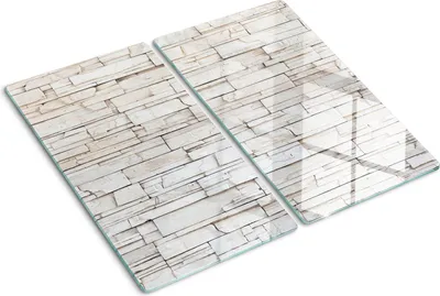 Obrázek produktu pro Kryt varné desky – Kryt na indukční desku – Ochranná skleněná deska – 2x30x52 cm– Skleněné ochranné desky na sporák –Tvrzené sklo –Bílá kamenná zeď