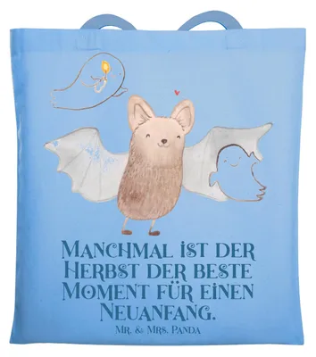 Produktbild von Mr. & Mrs. Panda Schultasche Fledermaus Gespenster - Sky Blue - Geschenk, Halloween, Einkaufstasche, Laptoptasche, Süßes Sonst Gibt's Saures, Shopping Tasche, Dekoration