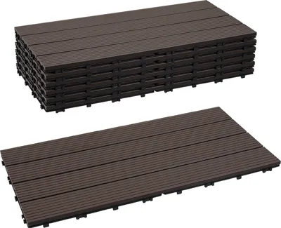 Zdjęcie produktu dla Płytki tarasowe Aopunly z kompozytu WPC, 60 x 30 cm, 5 m²  Płytki balkonowe typu „click”, ciemnobrązowe, 30 sztuk