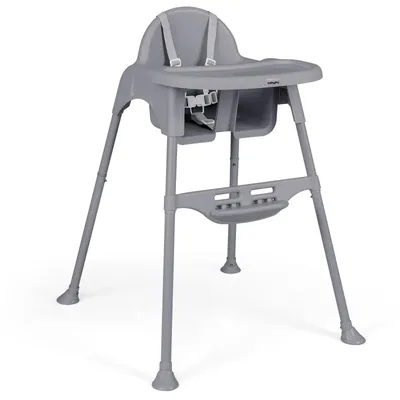 Produktbild von GOPLUS 4 in 1 Hochstuhl Baby, Babyhochstuhl umwandelbar mit verstellbarem Tablett, Fußstütze & Sicherheitsgurt, Babystuhl zum Füttern & Spielen, Grau