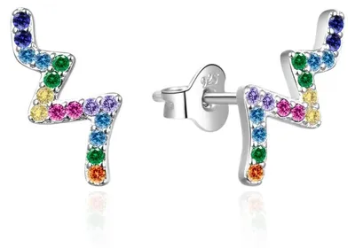 Produktbild von Lange silberne Ohrringe mit farbigen Zirkonen AGT-E188PC