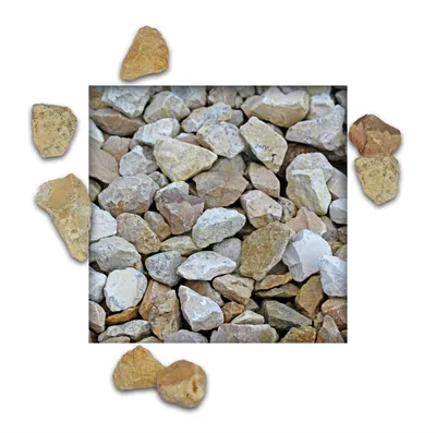 Produktbild von 25 kg Kalksteinsplitt Jura Hellbeige Gartensplitt Ziersplitt Deko Kalkstein Dekoration Splitt Körnung 22/32 mm