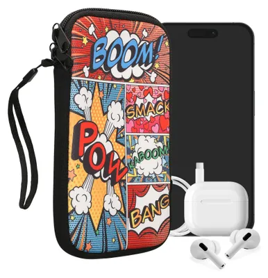 Produktbild von kwmobile Handytasche für Smartphones XXL - 7" - Neopren Handy Tasche Hülle Cover Case Schutzhülle - Comic Symbole Mehrfarbig - 17,7 x 8,5 cm Innenmaße