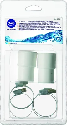 Produktbild von GRE Schlauchverbinder 2 x Ø 38mm und 2 x Ø 32mm Schlauchschellen