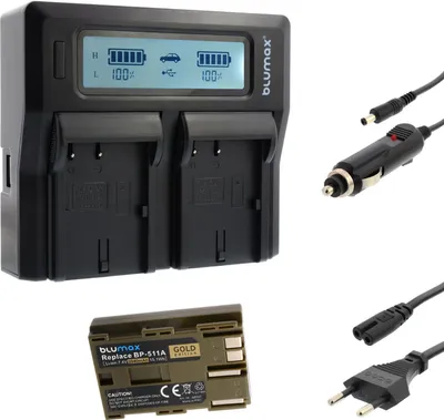 Produktbild von 1x Akku + Lader für Canon BP-511  EOS 50D D60 MV700 750 2040 mAh (7,2V)