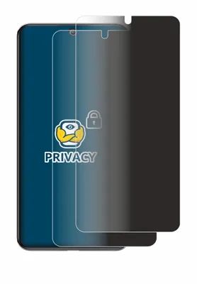 A privacy screen protector is shown on top of a smartphone screen.